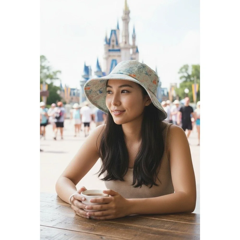 NWT Official Disney Parks Minnie Mouse Sun Hat Adults SZ 57 cm Pastel Floral